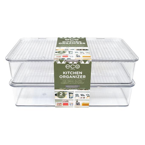 2 PC KITCHEN ORGANIZER WITH HINGED LID 10.75 X 6.5 X 2.4 (EACH)