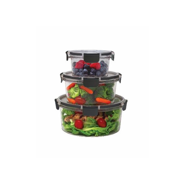 3 PC ROUND AIRTITE CONTAINERS - 300 ML/ 750 ML / 1.4 L